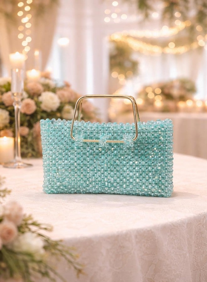 ERITIN Handmade Beaded Handbag for Women & Girls - Premium Crystal Bead Party Clutch Bag with Metal Handle - Stylish Wedding & Festive Shoulder Hand Purse - Image 4